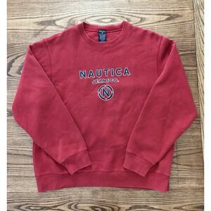 Vintage 90s Nautica Men's‎ Large Spellout Embroidered Crewneck Sweatshirt